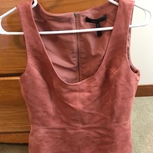 BCBG Suede Coral Peplum Top